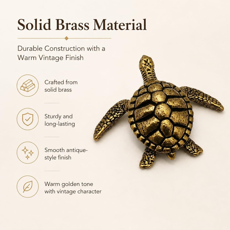 Brass Sea Turtle Figurine Coastal Home Decor Accent