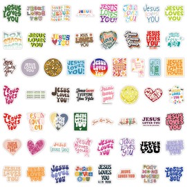 Jesus Loves You Inspirational Stickers for Water Bottles, Laptop - 50Pcs Motivational Positive Reward for Kids, Teens, Teachers, Students - Healing Phrases