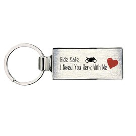 Maisie Moo Gifts Limited Ride Safe I Need You Here With Me Motorbike Motorcycle Metal Keyring (White)