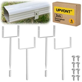 UPVONT 3x4 Downspout Extension Bracket, Gutter Downspout Holder 3x4 Horizontal, Longer Downspout Anchor, Durable White Outdoor Coating Downspout Stake (4 Pack)