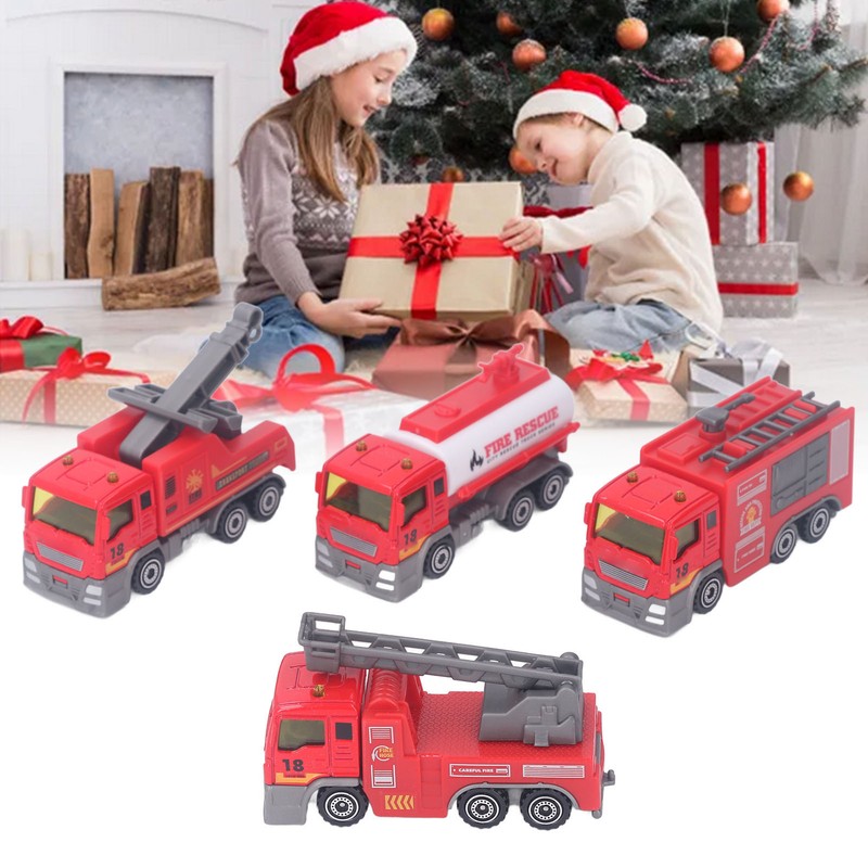 4Pcs 1: 32 Fire Truck Toy Set High Simulation Pull