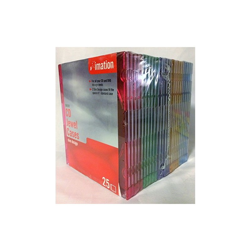 Imation 536276 Slim Design Neon Jewel Case (25-Pack)