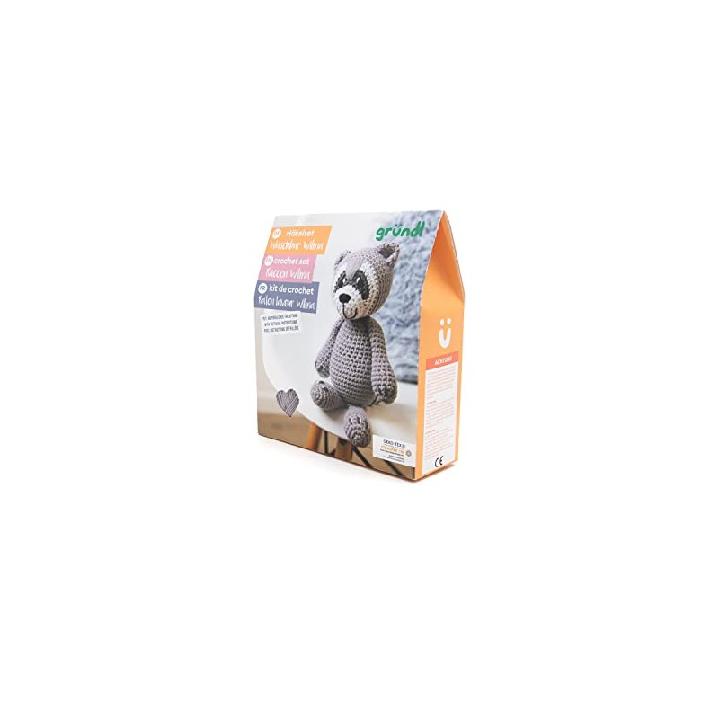 Gründl Wilma Raccoon Crochet Set, 15 cm, 6 Pieces, Creative