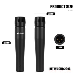 micfuns M57 Vocal Dynamic Classic Style Microphone Audio Instrument Classic Professional Dynamic Cardioid Unidirectional with Cable, for Instruments, Drums, Percussion, Vocals