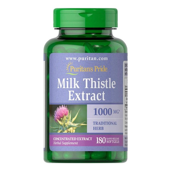 Puritan's Pride 3-Pack of Milk Thistle 4:1 Extract 1000 Mg (Silymarin)-180 Softgels (540 Total)…