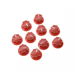 KAISH 10pcs Red Mini MXR Style Skirted AMP Knob Brass Insert Effect Pedal Knobs