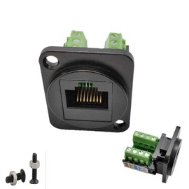 SHANFEILU RJ45/8P8C D-Type Panel Mount Ethernet Extender Cat5E Terminal Solderless Network Adapter Keystone Jack Crimping Data Female Connector with Screw
