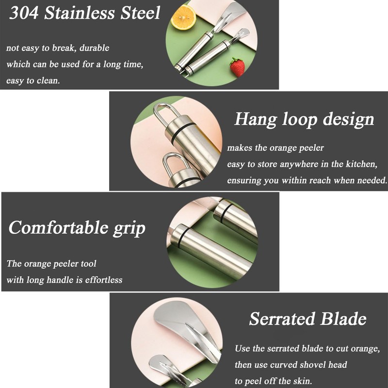 2 Pcs Stainless Steel Orange Grapefruit Citrus Peeler, Easy to