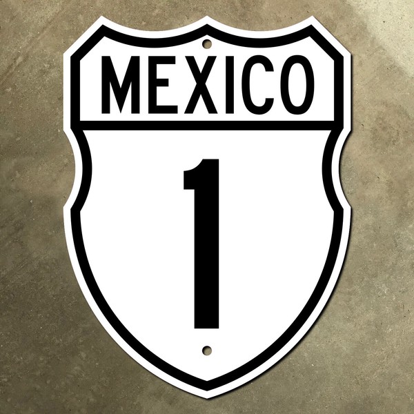 Mexico route 1 highway road sign Baja California norte sur Cabo San Lucas 1966