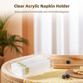 2 PCS Acrylic Napkin Holders, 8.7 x 5.1 x 2.4 Inches Clear Napkin Tray, Guest Napkin Organizer for Table, Bathroom Acrylic Paper Towel Holder, Transparent Napkin Holder for Kitchen and Dining Room