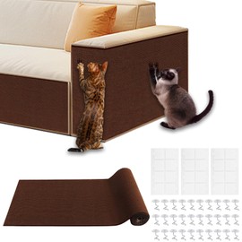 UpChoNice Cat Scratch Furniture Protector, 78.7"x15.8" Large Self-Adhesive Mat, Trimmable Scratch-Resistant Carpet for Sofa, Wall, Cat Tree & Door Protection, Durable Indoor Cat Scratcher Mat (Brown)