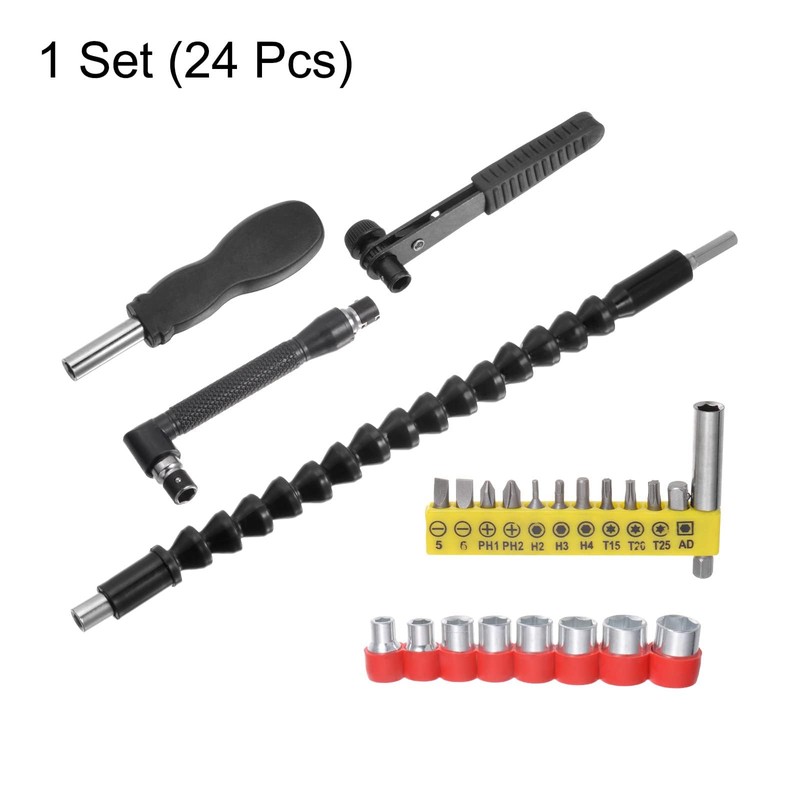 TOP-VIGOR 24Pcs Flexible Drill Bit Extension Kits, Screwdriver Bit Set,