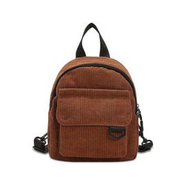 Corduroy Mini Backpack for Womens and Girls, Women's Small Backpack Casual Corduroy Backpacks Fashion Cute Backpacks Purse (Solid, Brown)