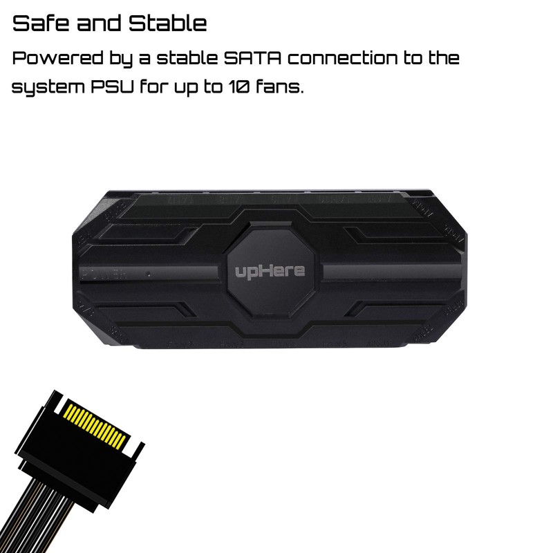 upHere 10-Port 6PIN SATA RGB Hub with 21-Key Remote Control/Splitter