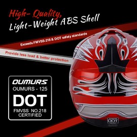 OUMURS Adult Dirt Bike Helmet with Goggles Gloves & Mask Adjustable Sun Visor Motorcycle Adults ATV Helmet Off-Road Motocross Downhill Moped MX for Unisex-Adult-Red Flame, L