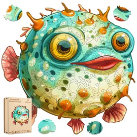Fish of Wooden Puzzles for Adults and Kids-Fish Jigsaw Puzzles, 100PCS,7.87 * 8.0in,Ocean and Unique Puzzles for Adults and Children,Family Game and Gift Toys