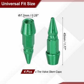 PATIKIL 4 Pcs 45mm Spiked Shape Tire Valve Stem Caps Car Wheel for Car Green