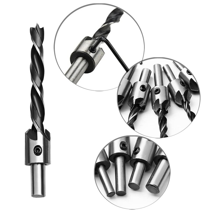 8 PCS Countersink Drill Bit Set, Woodworking Chamfer Counter Sinker