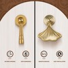 SPDYCESS 4 PCS Ginkgo Leaf Shape Kitchen Drawer Knob, Gold