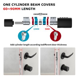 Türschloss Fingerabdruck, 5 en 1 Smart Türschloss mit Zahlencode RFID Schlüssel APP, Elektronisches Türöffner Haustürschloss, Verstellbarer Schließzylinder 60-90mm