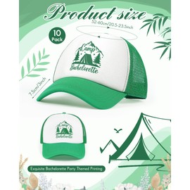 Jecery 10 Pcs Bachelorette Trucker Hat for Women, Mesh Party Baseball Cap for Bridal Shower Wedding Party Favors(Camp Bachelorette) Rose Red