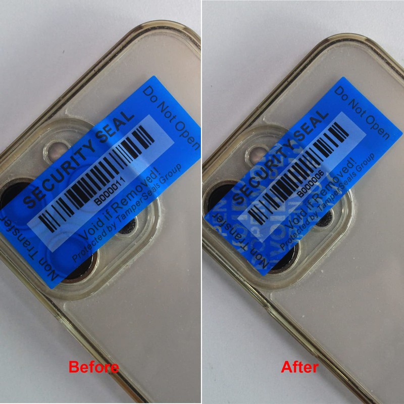 TamperSeals Group - 100 Pcs Blue 25x60mm Non-Transition Barcode Tamper