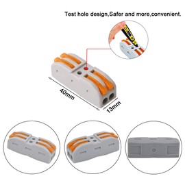 FULARR 15Pcs Premium SPL-2 Lever-Nut Wire Connectors, 2 Way 4 Port Conductor Compact Wire Connectors, Quick Compact Splice Wire Conductors Cable Clamp Terminal Block Spring Connector