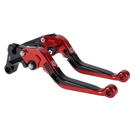 A ABSOPRO Kurze Lange Brems- und Kupplungshebel für Yamaha YZF R1 99-01 6-fach verstellbarer Motorradlenker Bremshebel Aluminiumlegierung Roter Kopf Schwarzer Griff