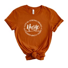 Nurse Appreciation T-Shirt, 100% Cotton Unisex Tee, All Sizes, Variety of Colors, Ideal Gift for Nurses and Medical Workers, Strong Smart Caring