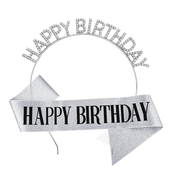 Happy Birthday Party Decorations for Women Girls Birthday Crown Sash