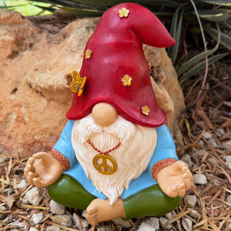 Mood Lab Garden Gnome - Funny Zen Hippie Gnome Figurine