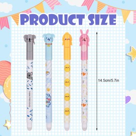 OFFCUP Erasable Ballpoint Pen, 4 Blue Rollerball Pens Erasable Gel Pen, 0.5 mm Erasable Pen Cartoon Erasable Pen for Children Students Gift School Office Supplies