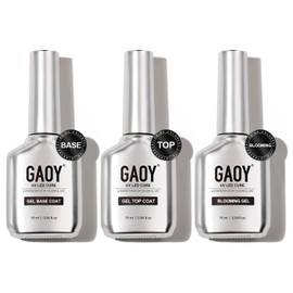 GAOY Gel Nail Topcoat, Base Coat, Blooming Gel, 0.6 fl oz (16 ml), Set of 3, Non-Wipe, Smear Nails, Nuance Art, Large Capacity, UV and LED Compatible