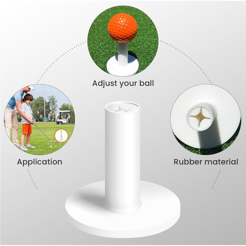Rubber Golf Tees 1.5" and 2" Height Options with Cross