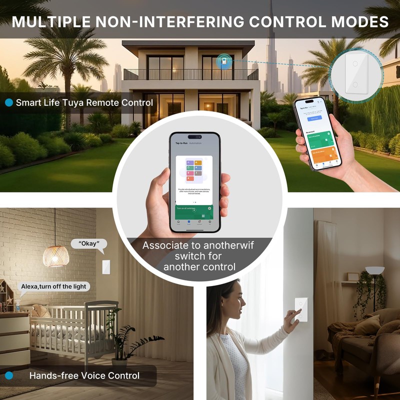 AEOLISS 2.4GHz WiFi Smart Touch Wall Single Fire Smart Light