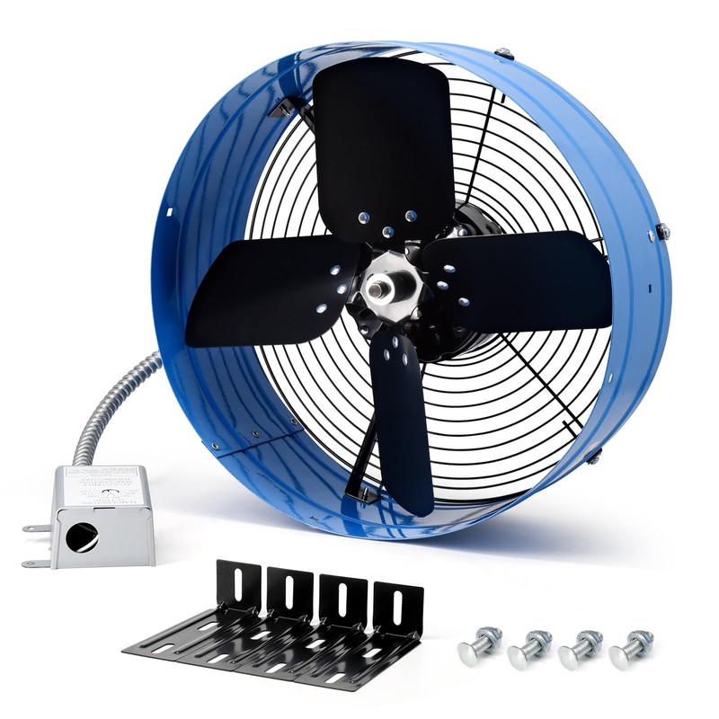 Attic Vent Fan with Adjustable Thermostat, 15" Gable Mount Ventilation