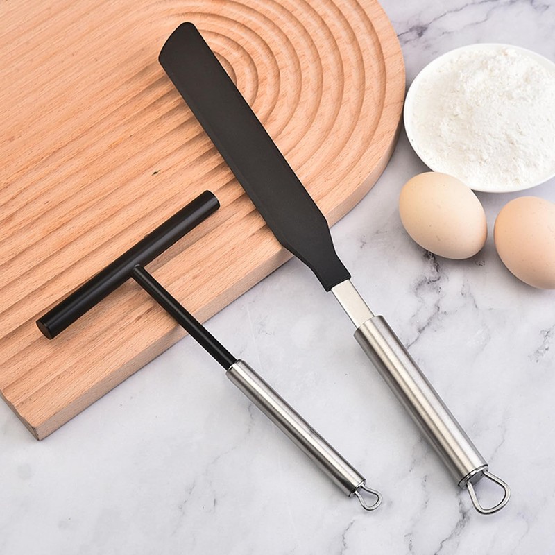 Set of 2 Stainless Steel Pancake Tools Dough Spreader Crepe