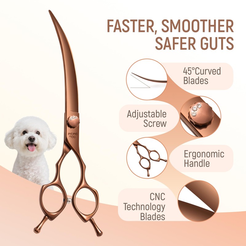 Momotou 45° Super Curved Dog Grooming Scissors 7.5'' Matte Bronze