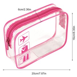 2pcs Clear Travel Toiletry Bag TSA Approved Quart Size Travel Bag Carry-on Liquid Cosmetic Pouch,Transparent Plastic Airport Security Toiletries Bags（Pink）