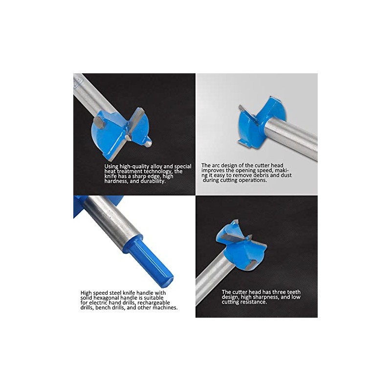 48mm Forstner Drill Bit, Blue Tungsten Carbide Wood Boring Bit,