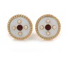 17mm Gold Tone White/Red Enamel Faux Pearl Button Clip On