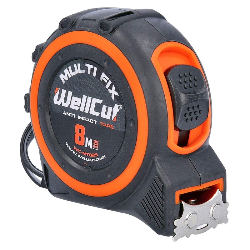 WellCut Retractable Tape Measure, with Metric & Imperial Dimensions, Rubberised
