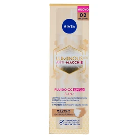 NIVEA Luminous630 Fluid CC Cream SPF 30 3-in-1 Medium 40 ml, getönte Gesichtscreme mit verkapselten Pigmenten und Dreifachwirkung, Anti-Flecken-Gesichtscreme mit Hyaluronsäure und Thiamidol