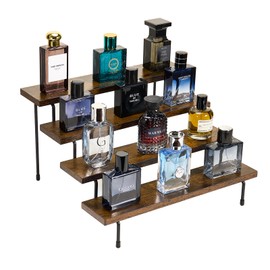 Dxaeuqr Wood Cologne Display for Men,Wood Tiered Display Stand,4 Tier Perfume Organizer, 4 Tier Spice Rack Organizer for Makeup,Spice Storage,Perfume,Dessert,Display Risers Stand