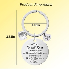 Boss Gifts for Women Men Funny Birthday Christmas Gifts for Boss Thank You Appreciation Gifts for Male Female Boss Keychain for Men Farewell Gifts for Friends Boss Retirement Leaving Gifts Keychain