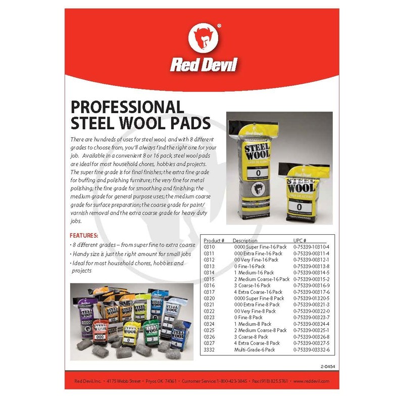 Red Devil 03256 Steel Wool, Gray, 48 Count