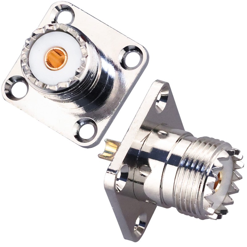 2pcs SO239 UHF Female 4 Hole Connector, PL259 Chassis Mount
