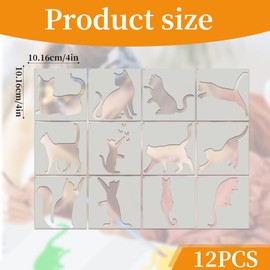 Cat Stencil Set – 65-Piece 3-Inch Reusable PET Templates – Durable & Washable – Ideal for Painting on Wood, Walls, Fabric, Paper – Perfect for DIY Crafts, Scrapbooking, Home Décor – Animal P