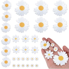 Iron-On Patches, Iron-On Patches, Pack of 30, Iron-On Patches, Flower Patches, Daisy Flowers, Iron-On Transfers for Girls, DIY Accessories, for Sewing on Clothes, Dress, Jeans