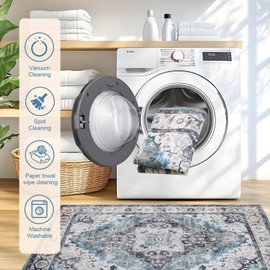 Petmolico Area Rugs for Living Room, 2x3 Faux-Cashmere Carpets for Bedrooms, Washable Vintage Rug Foldable Thin Kitchen Accent Rug,Dark Blue